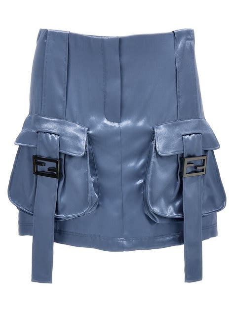 fendi light blue satin skirt